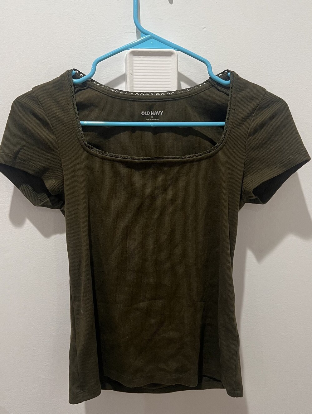 Old Navy Olive Green Square Neck Short Sleeve Tee